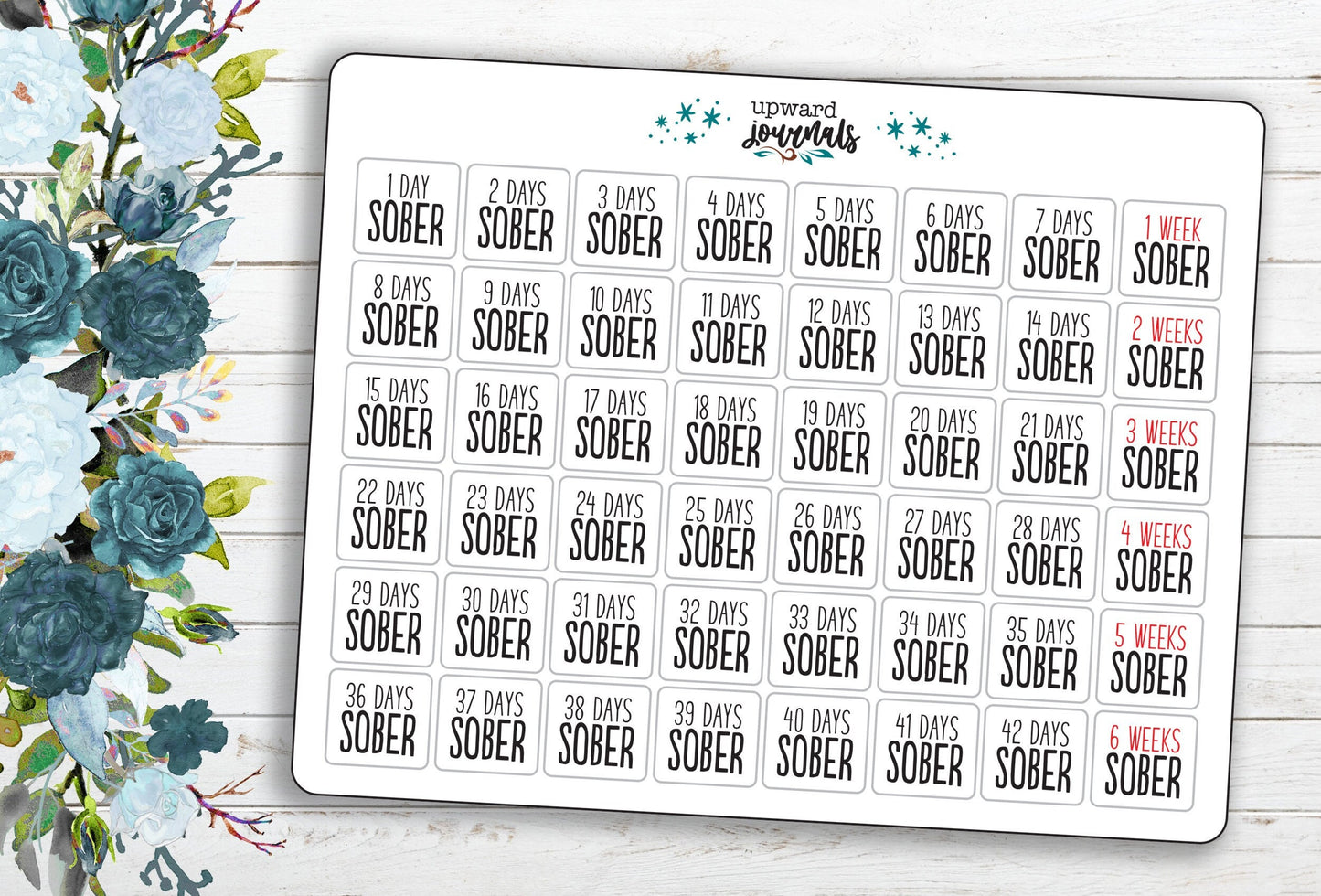 Days Sober ~ Daily Sobriety Tracker Planner Stickers