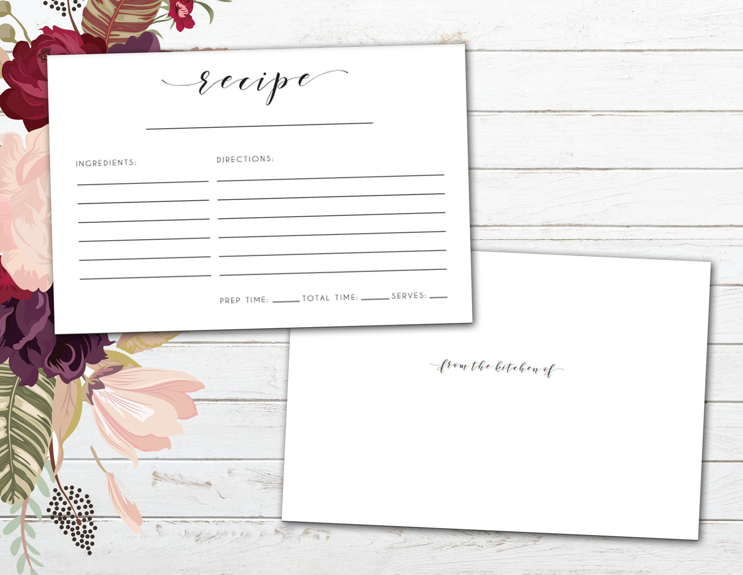 4x6 Plain Recipe Card ~ Printable PDF