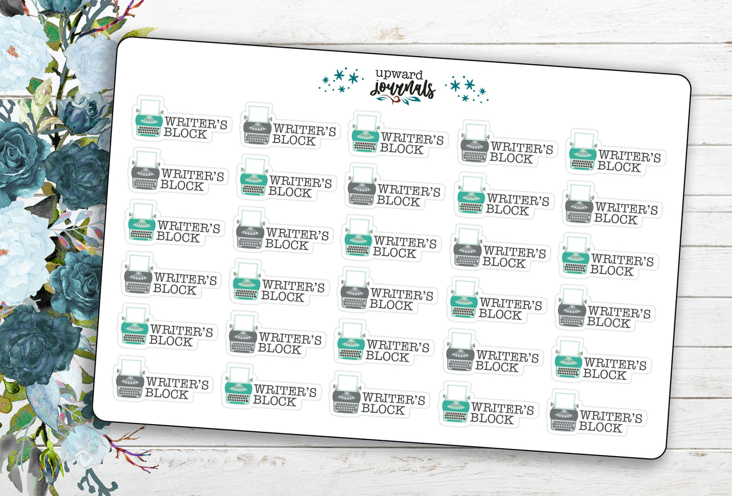 Writer's Block with Typewriter Printed Planner Stickers