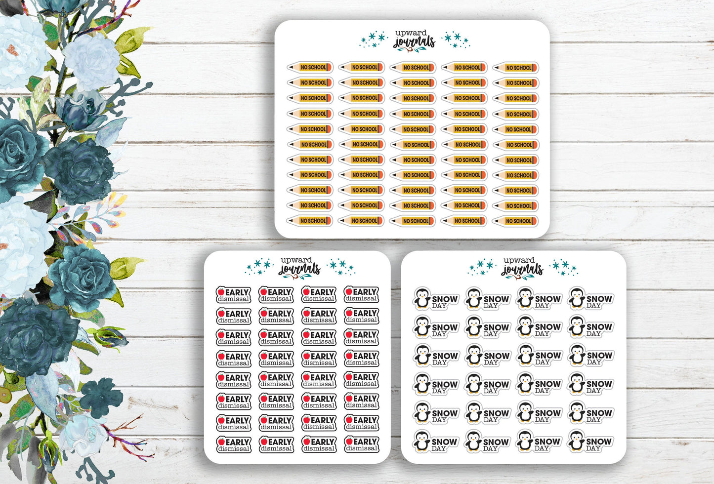 Mini Back to School Stickers ~ No School, Early Dismissal, Snow Day