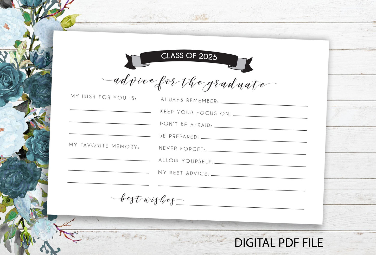 Class of 2025 ~ Advice for the Graduate Cards (Printable PDF)