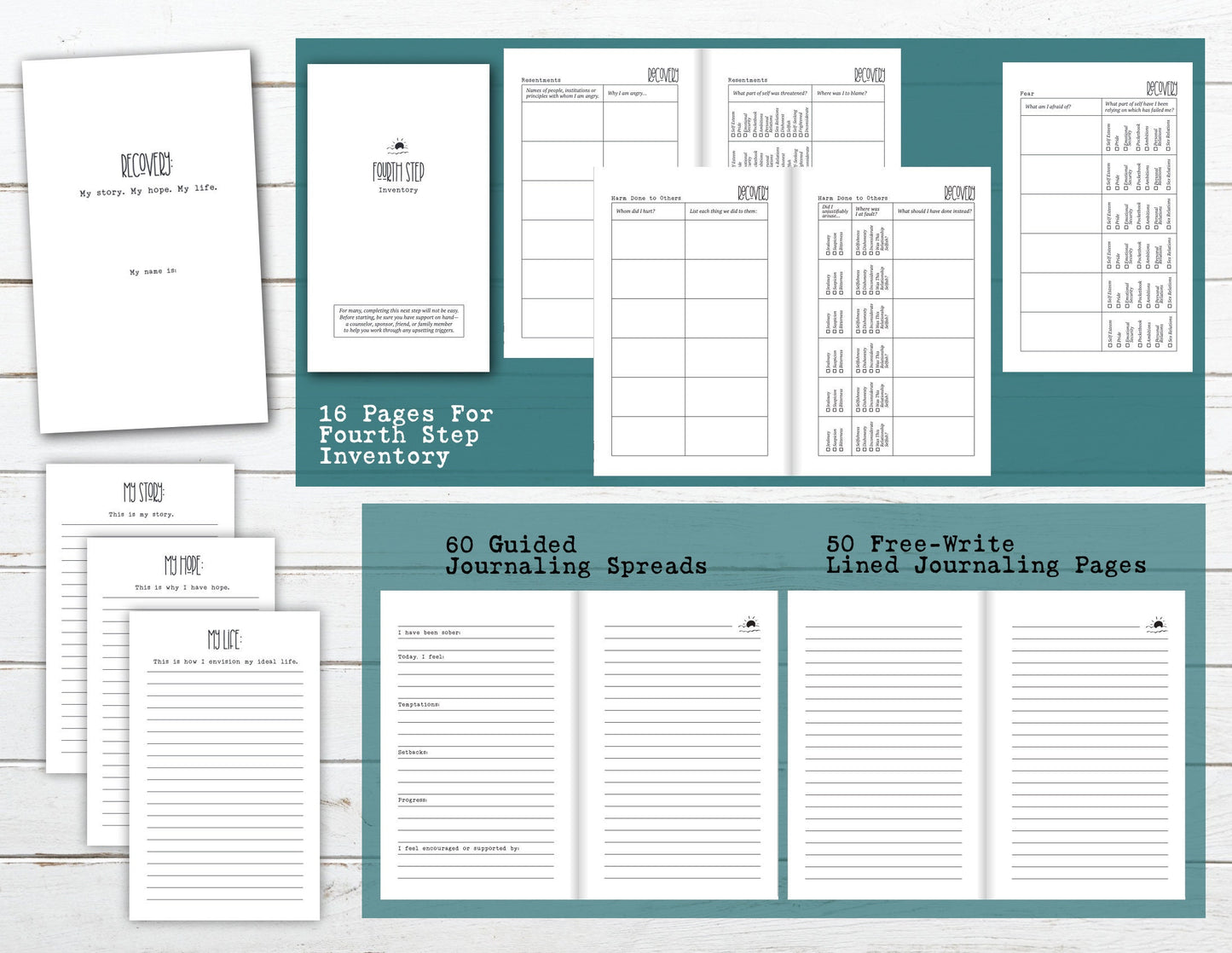 Recovery Journal with Fourth Step Inventory ~ Paperback Journal for Addiction Recovery, Self Help