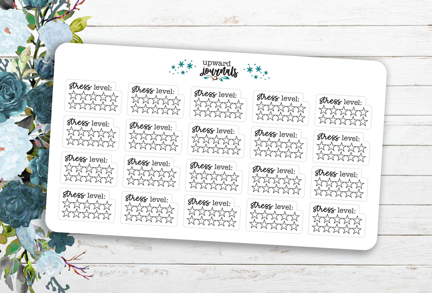 Stress Level (Checkbox Style) ~ Mental Health & Wellness Planner Stickers