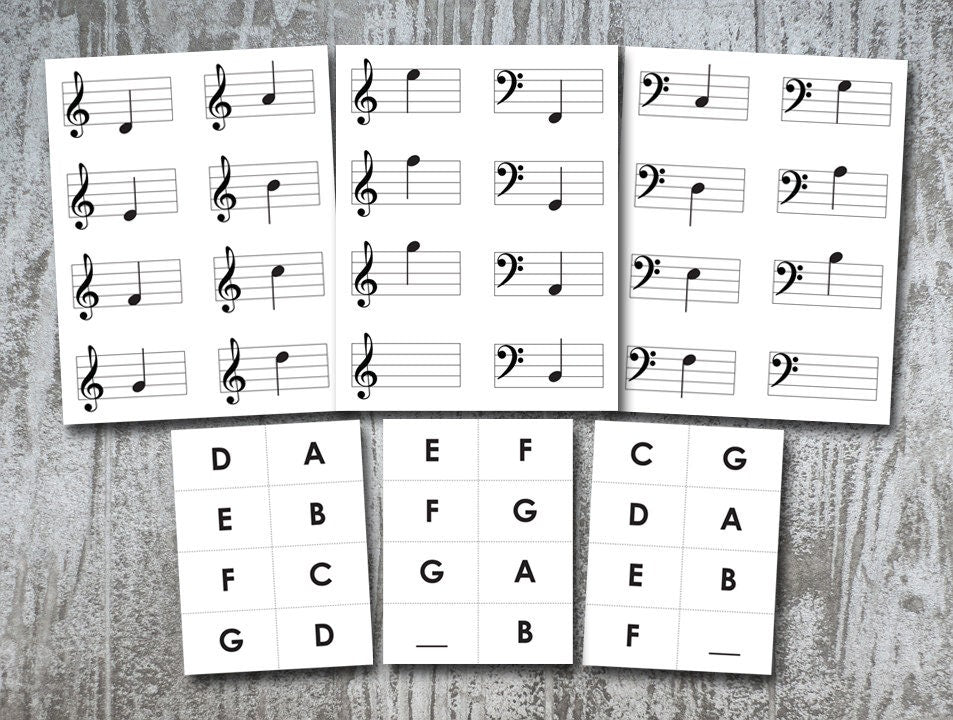 Basic Music Flashcards ~ Teaching Tool for Learning Basic Notes Treble Bass G F Clef
