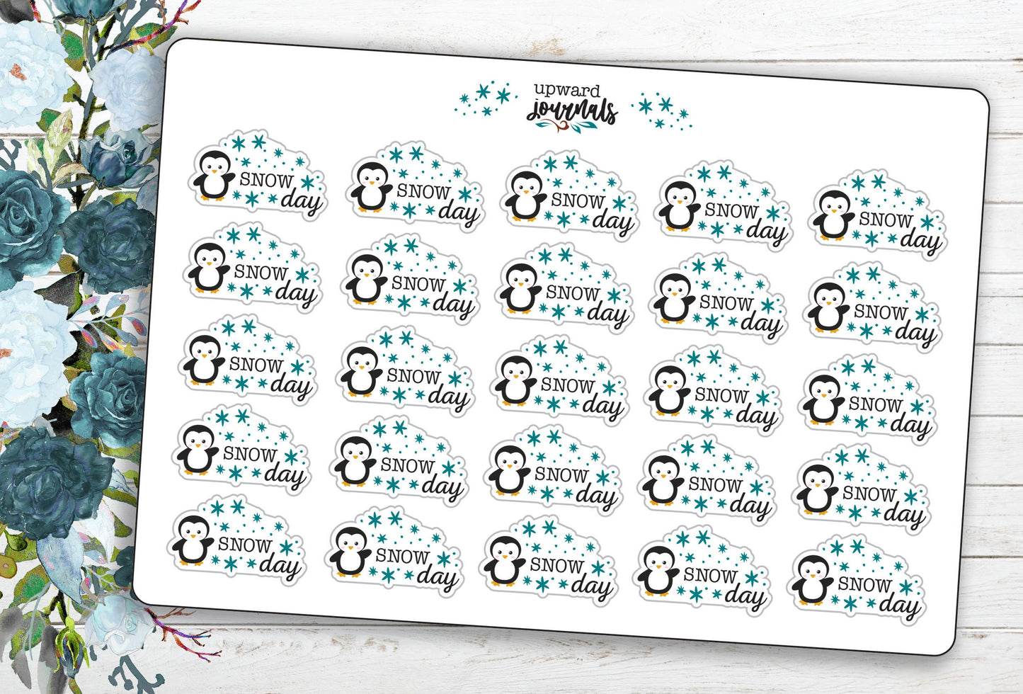 Snow Day Cute Penguin Planner Stickers ~ Winter