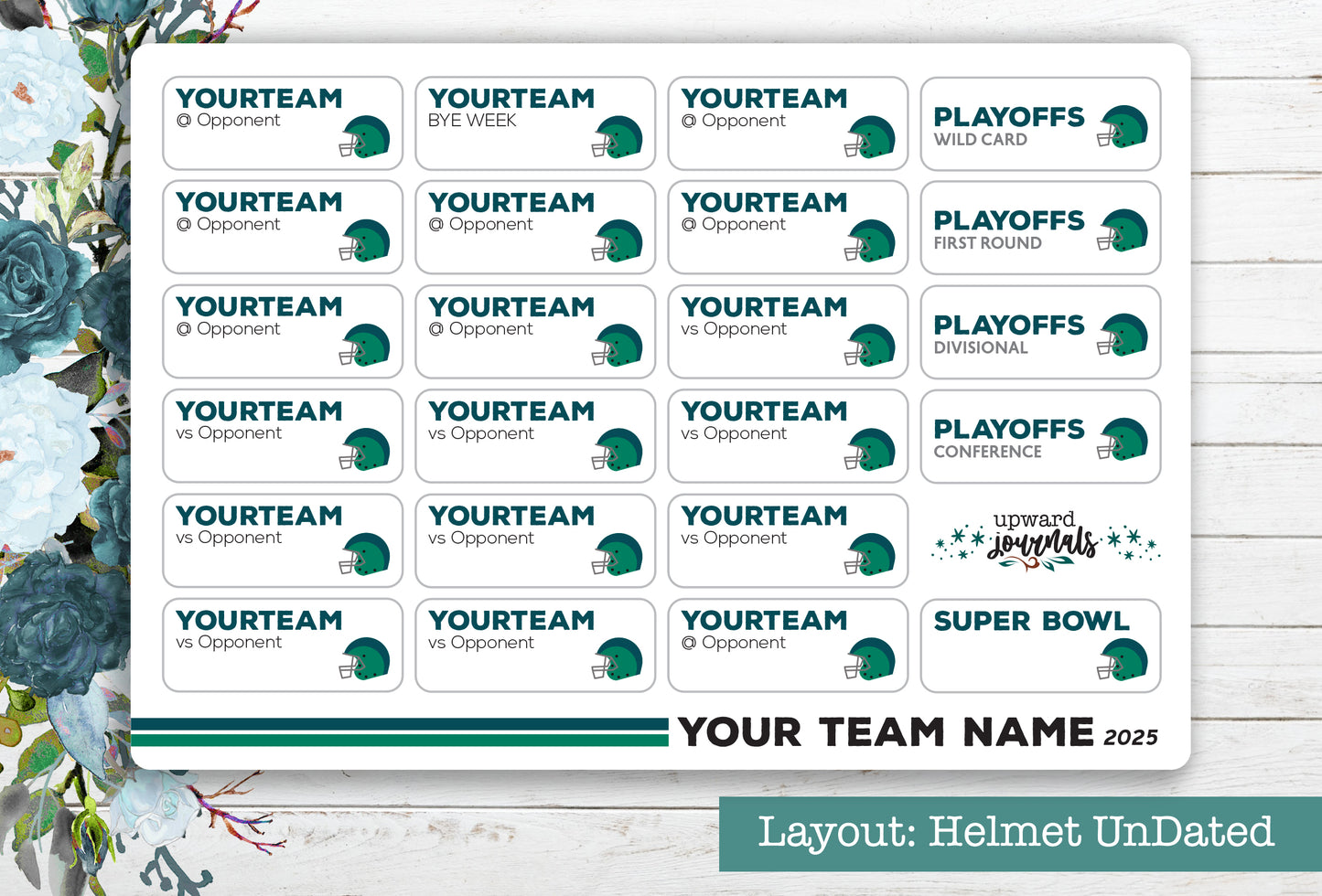 NFL Football 2025 Schedule Stickers (Choose Your Team)