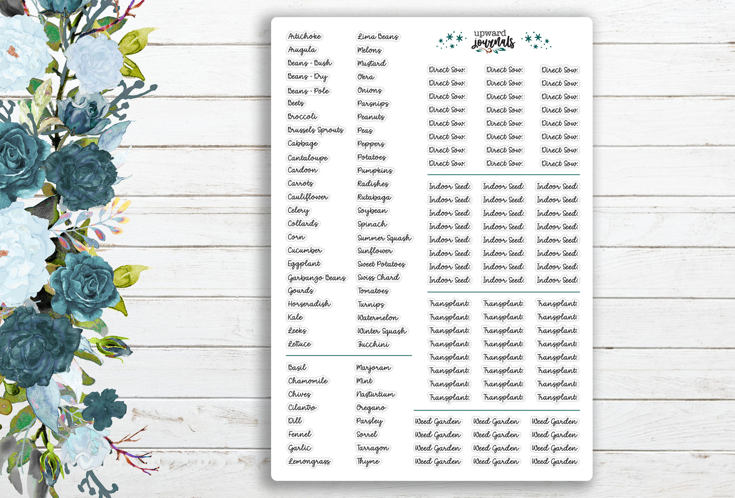 Gardening Tasks Stickers with Vegetable & Herb Plants