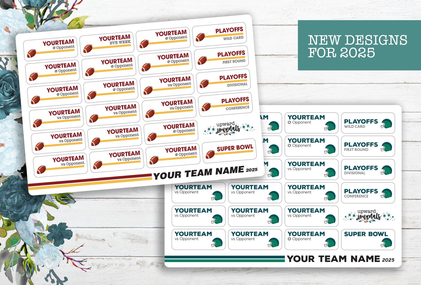 NFL Football 2025 Schedule Stickers (Choose Your Team)