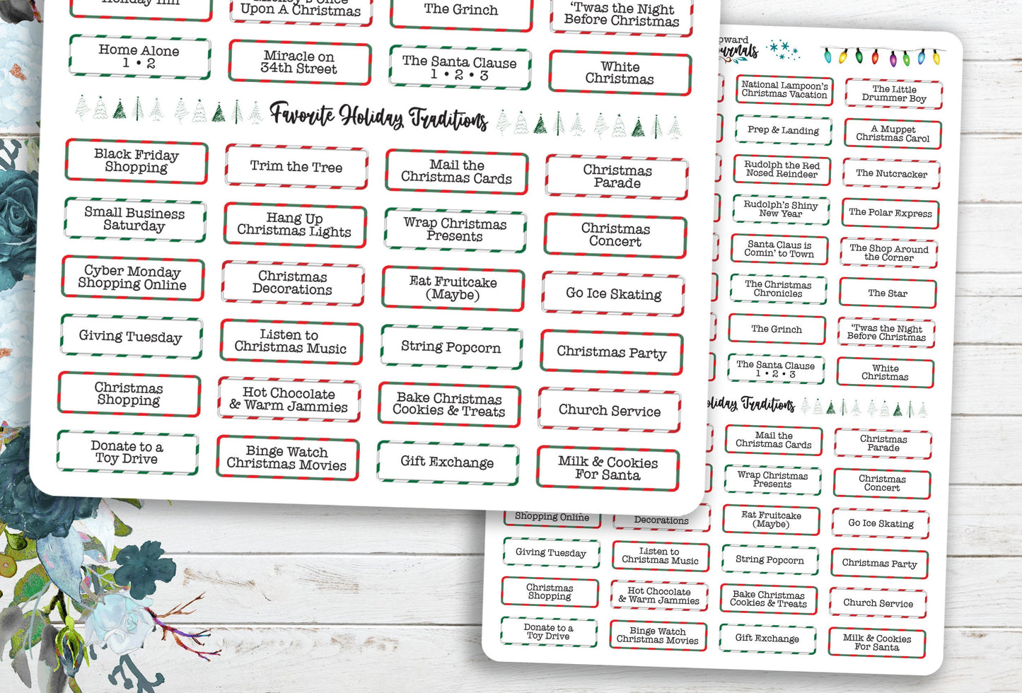 Christmas Movie & Traditions Stickers for Holiday Planners