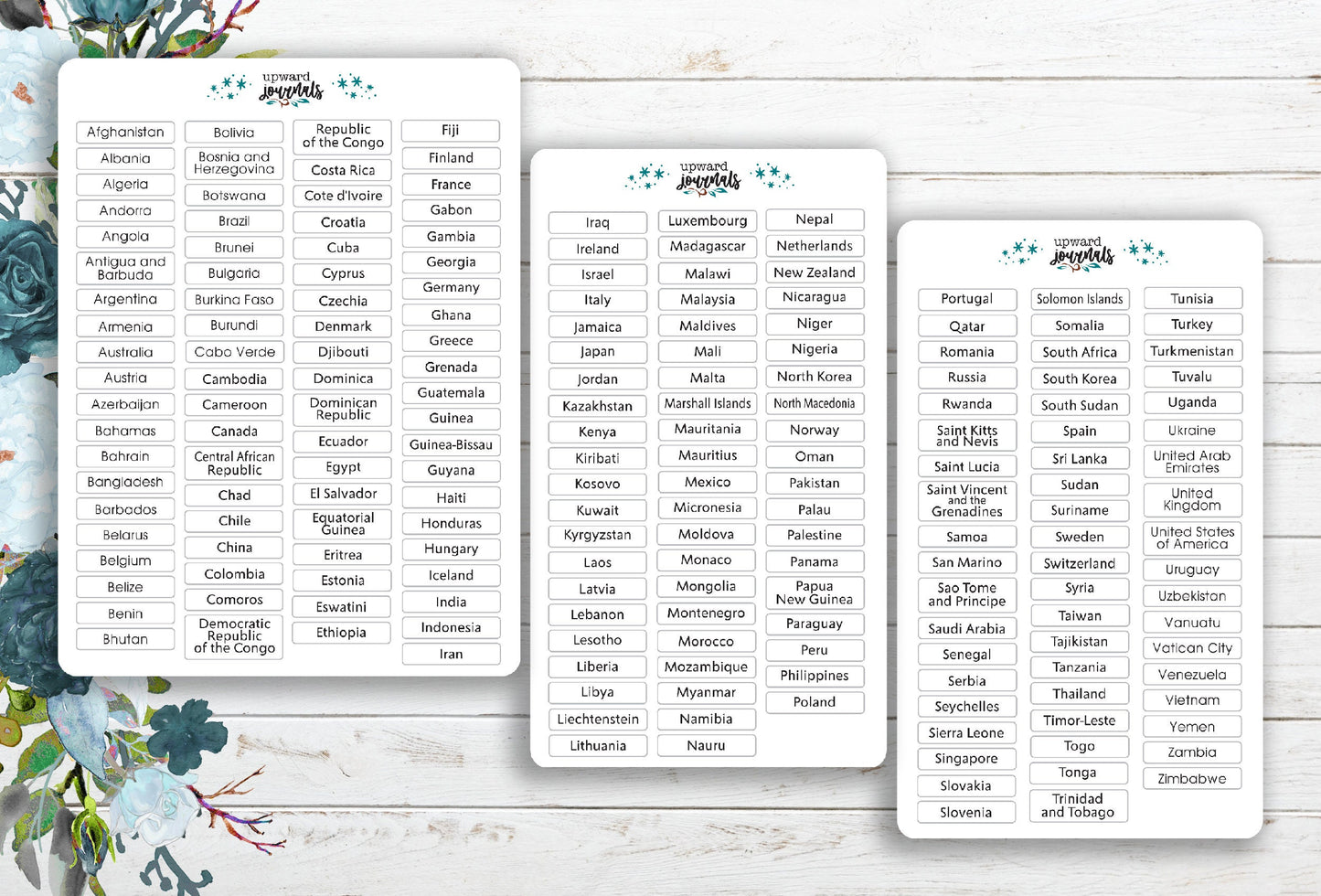 World Countries ~ Planner Stickers / Educational Map Labels