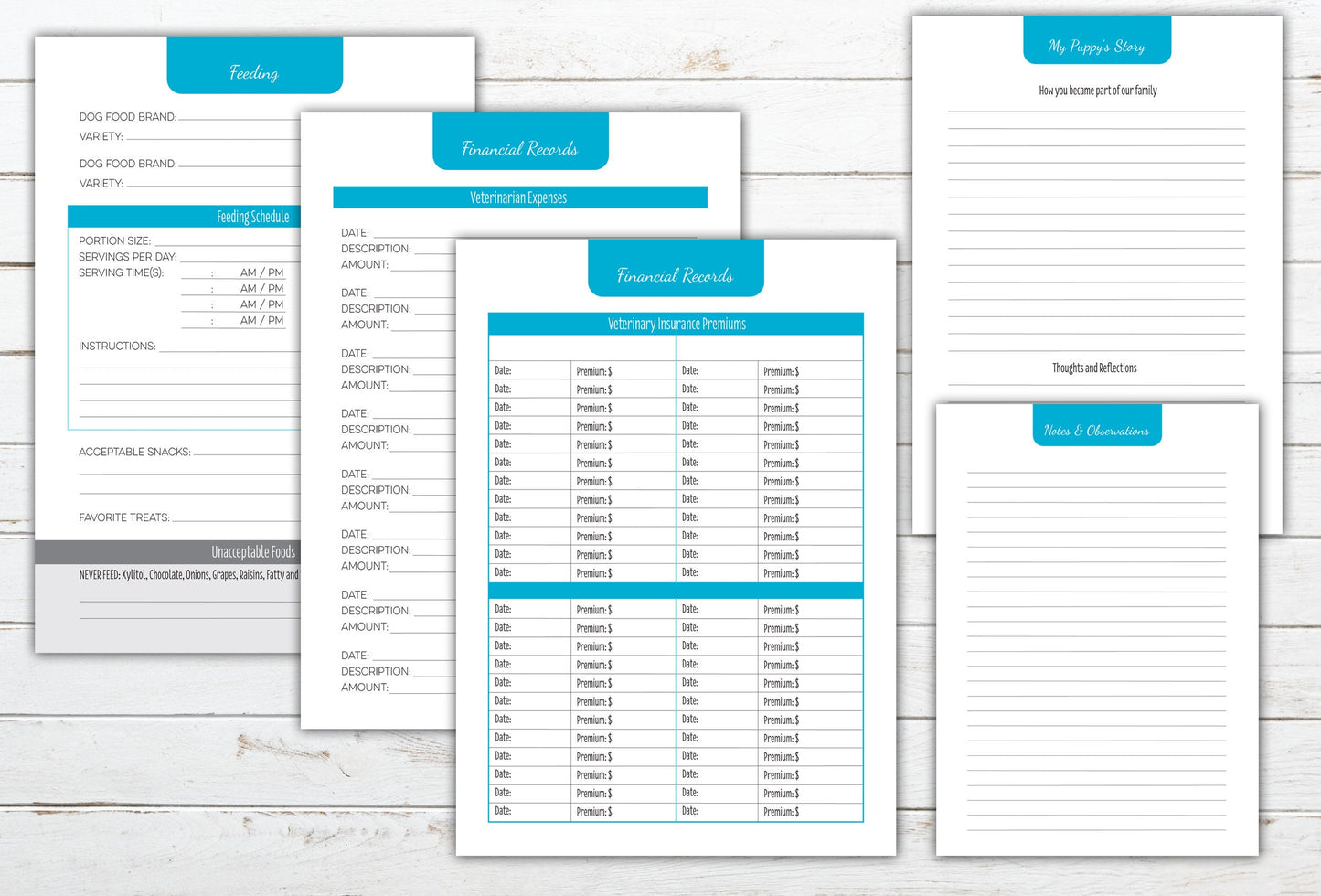 New Puppy / Dog Pet Health Records Booklet ~ 8.5"x11" ~ Printable PDF