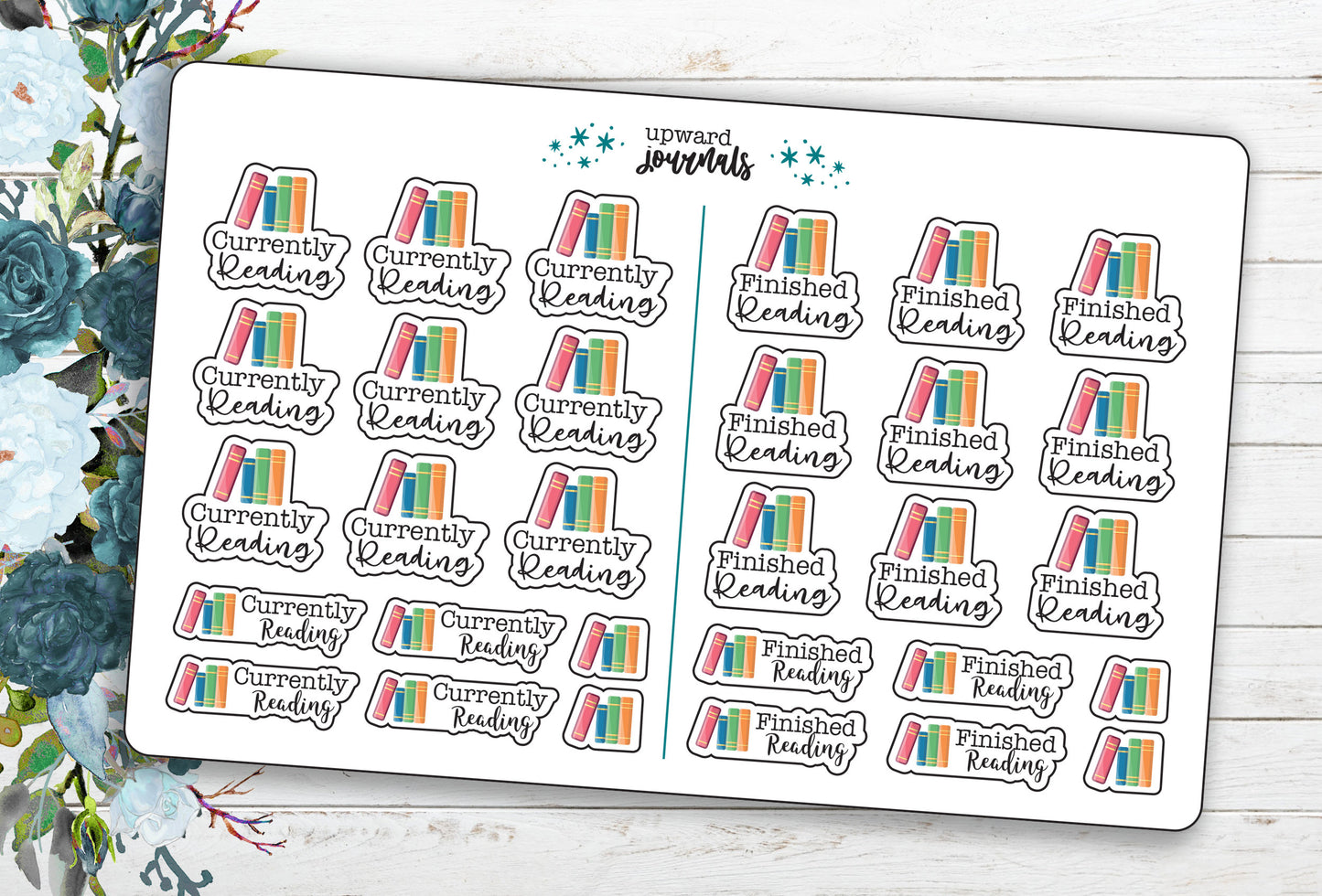 Reading: Currently/Finished Book Stack Planner Stickers