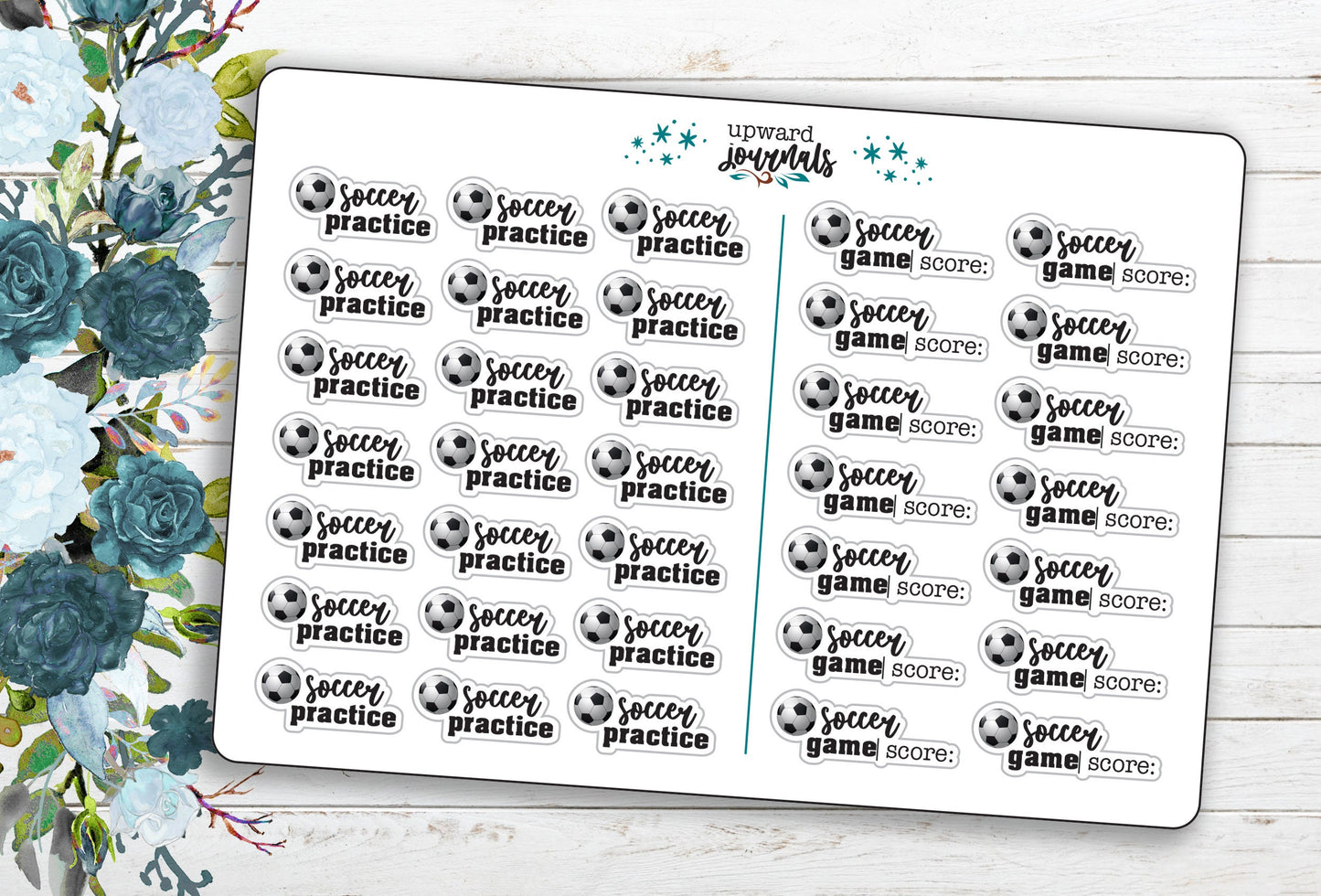 Soccer Practice, Game with Score ~ Sports Planner Stickers