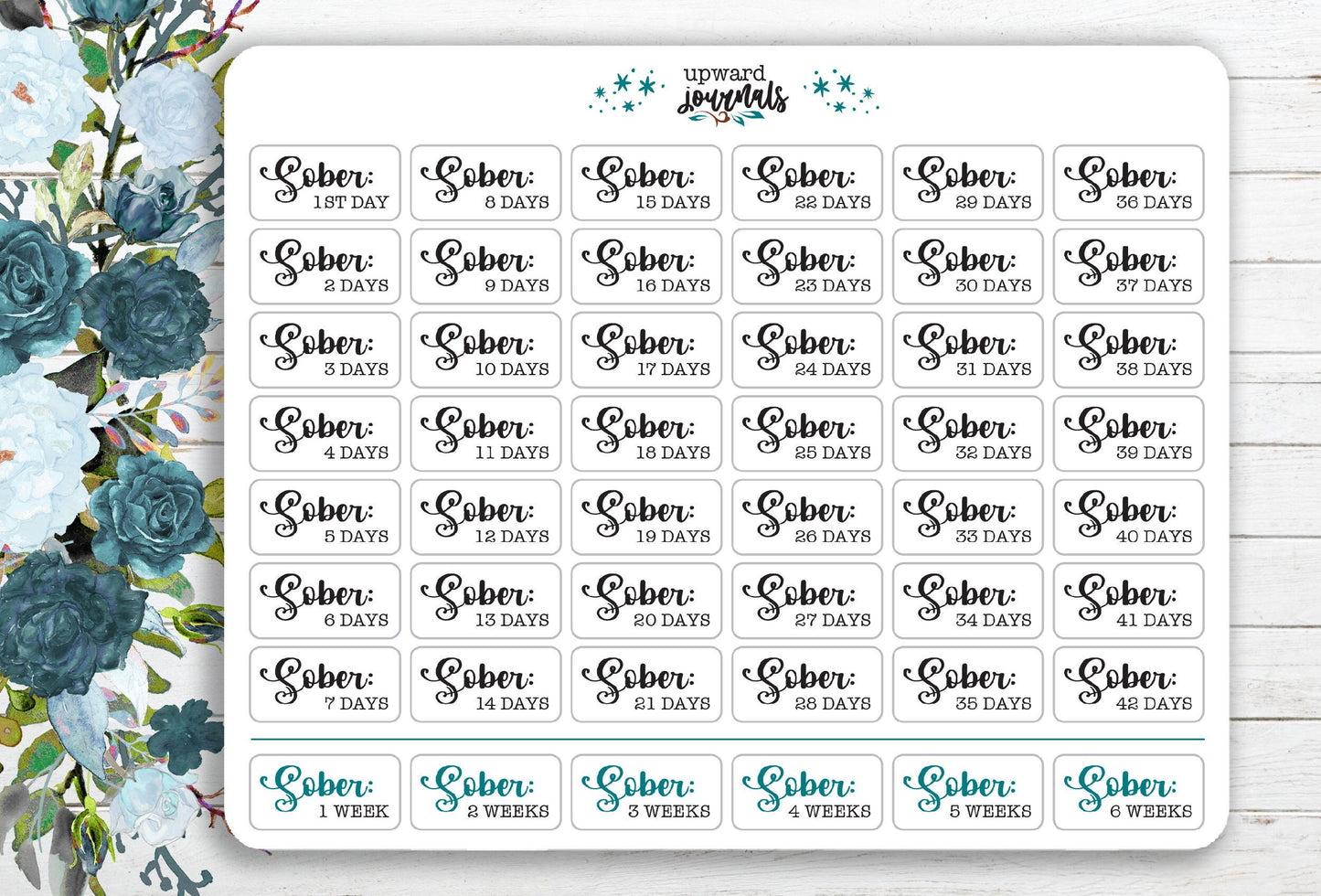 Days Sober ~ Sobriety Tracker (Whimsical) Recovery Stickers