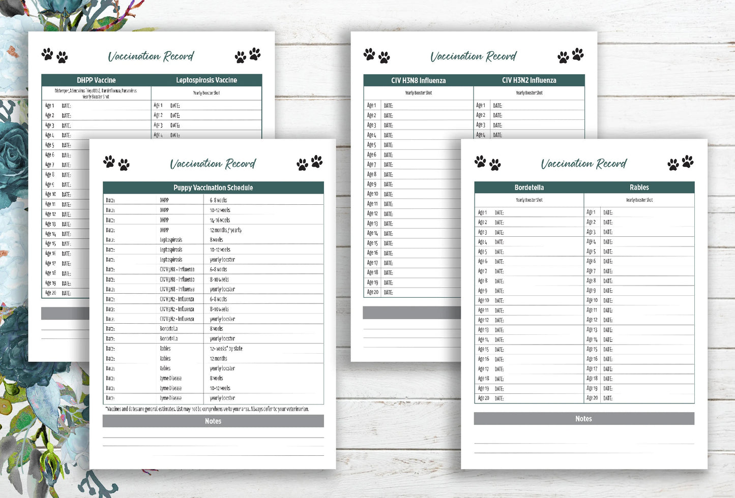 New Puppy ~ 7"x9" Pet Health Journal ~ Custom Cover!