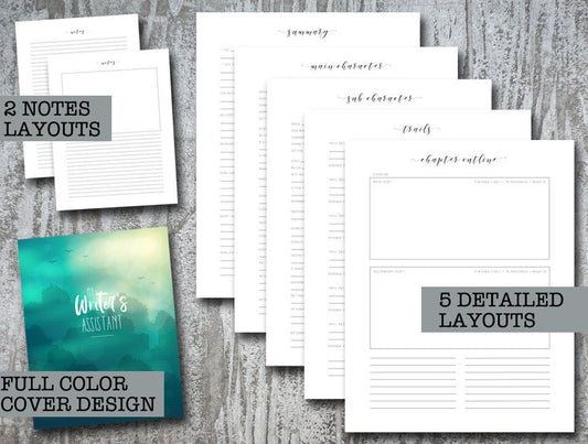 8.5x11 Fiction Novel Outline Writing Planner Packet (Printable PDF Booklet / Worksheets)