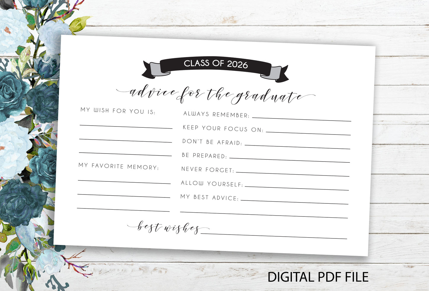 Class of 2026 ~ Advice for the Graduate Cards (Printable PDF)