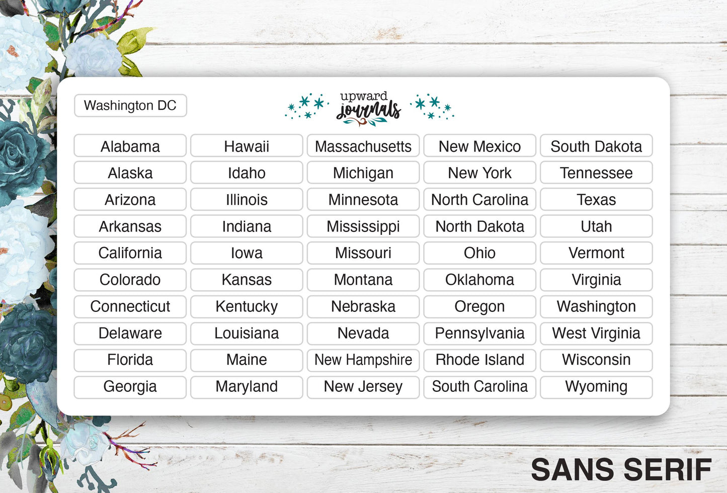 50 States Stickers (3 Styles) ~ United States Map Labels