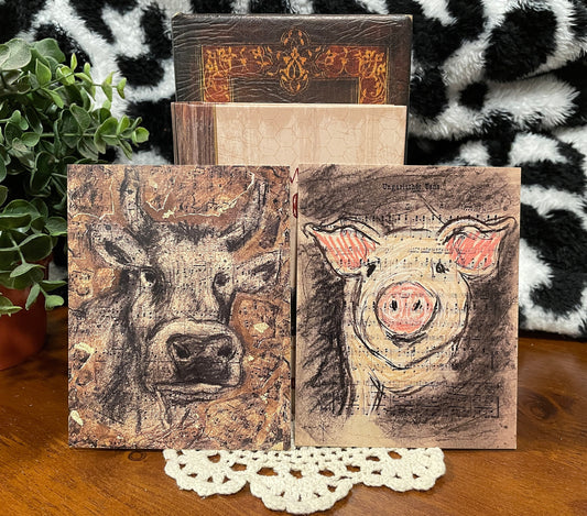 Set of 10 Farm Theme Art Postcards featuring Original Art by RA Goldie