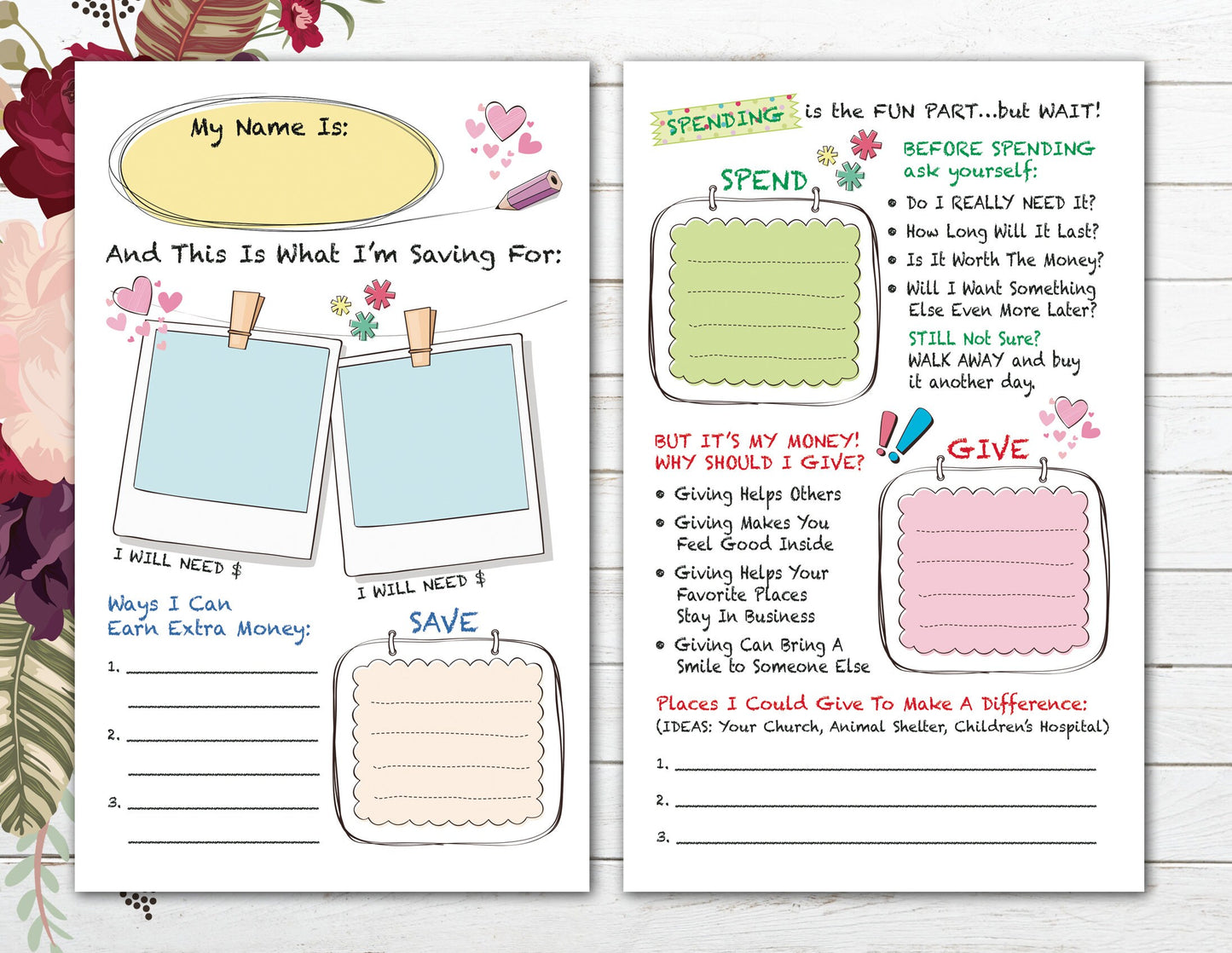 Kids Savings Goal Register & Tracking Journal (Printable PDF) ~ Children's Financial Educational