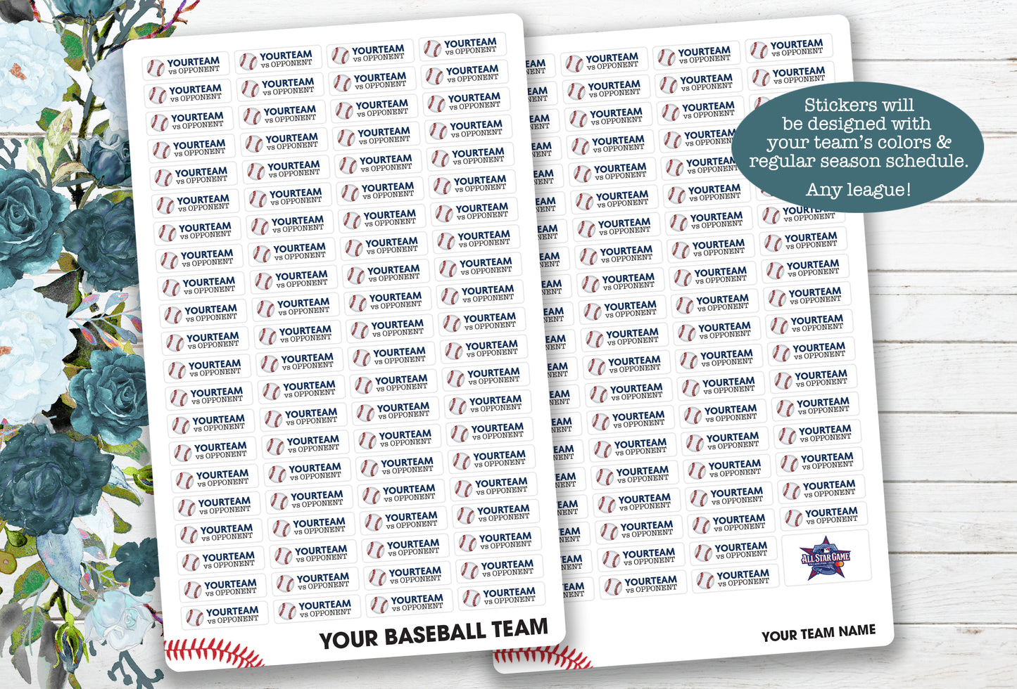 Baseball Schedule Stickers ~ 2026 Regular Season (Choose Your Team)