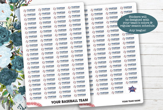 Baseball Schedule Stickers ~ 2026 Regular Season (Choose Your Team)