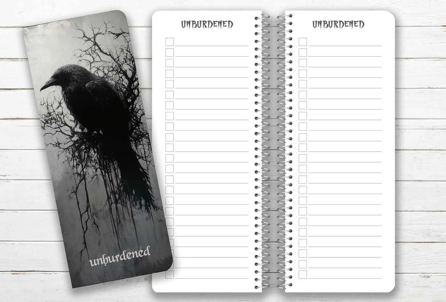 Goth Checklist "Unburdened" Notebook - To-Do, Grocery List, Errands, Shopping List - 3.5" x 9"