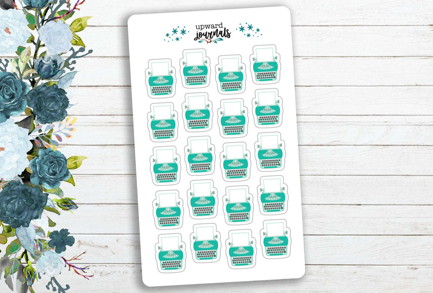 Mini Typewriters Planner Stickers ~ Mint Green, Pink, Gray ~ Writer, Author Stickers