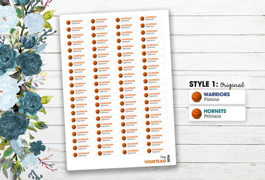 2025-2026 Basketball Schedule (Choose Team) Season ~ Planner / Calendar Stickers