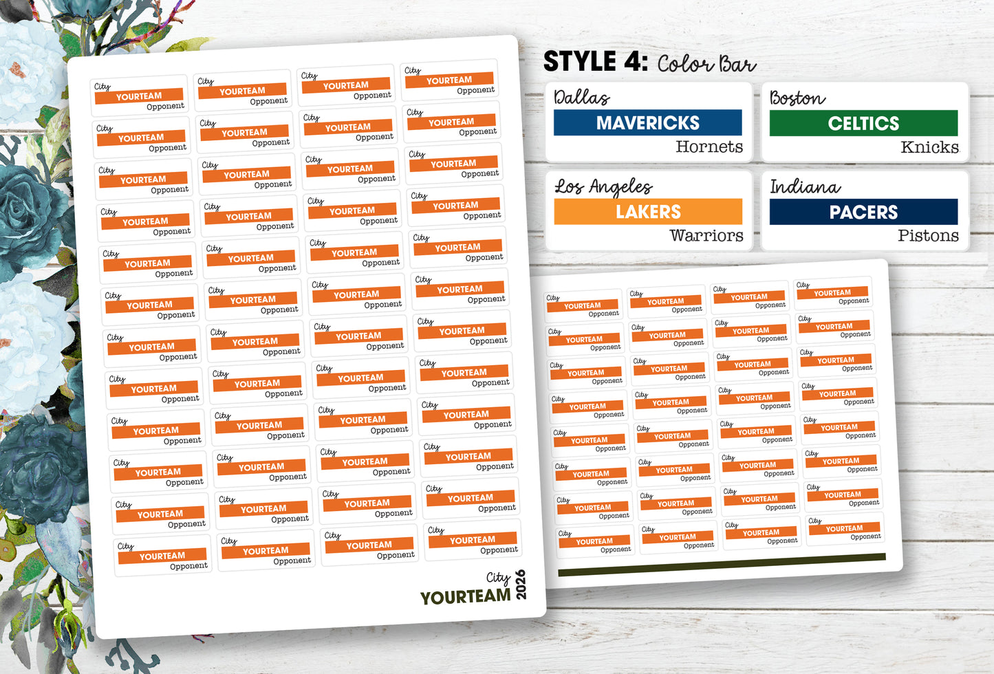 2025-2026 Basketball Schedule (Choose Team) Season ~ Planner / Calendar Stickers
