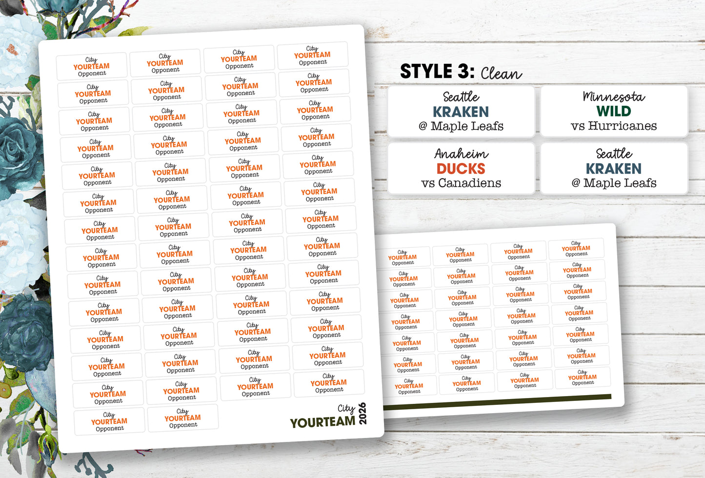 Ice Hockey 2024-2025 Schedule (Choose Team) Stickers ~ Regular Season