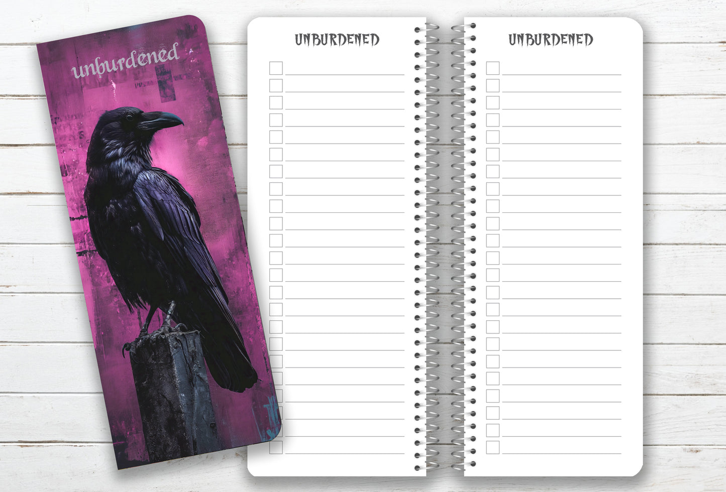 Goth Checklist "Unburdened" Notebook - To-Do, Grocery List, Errands, Shopping List - 3.5" x 9"