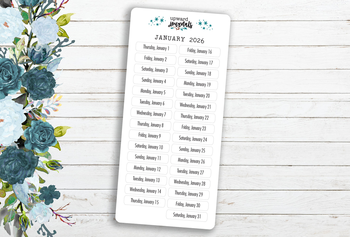 MINI Daily Date Cover Stickers / Planner Page Date Headers ~ 2025, 2026, 2027