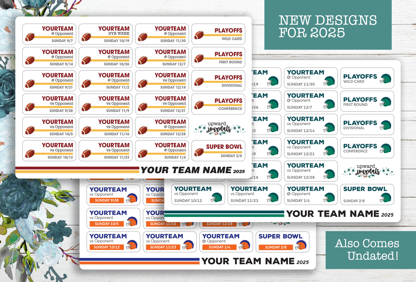 NFL Football 2025 Schedule Stickers (Choose Your Team)