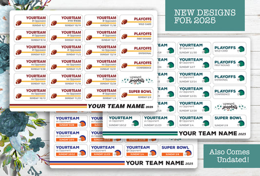 NFL Football 2025 Schedule Stickers (Choose Your Team)