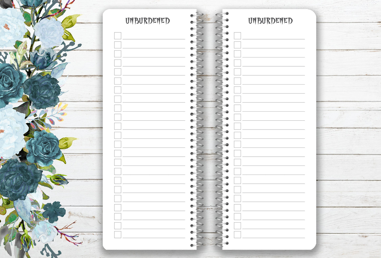 Goth Checklist "Unburdened" Notebook - To-Do, Grocery List, Errands, Shopping List - 3.5" x 9"