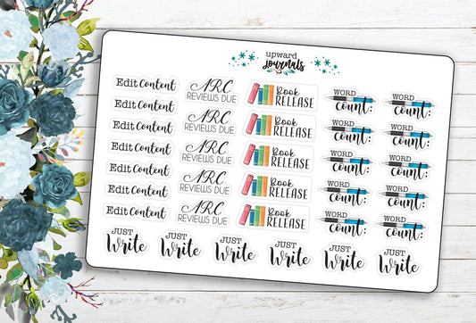 Writer/Author Planner Stickers ~ Authors, Writers ~ Book Release, Editing, Word Count, ARC