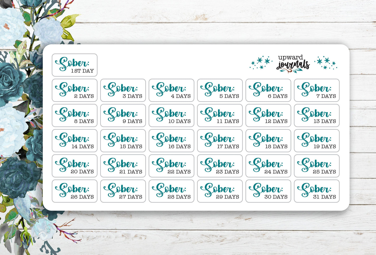 Days Sober ~ Sobriety Tracker (Whimsical) Recovery Stickers