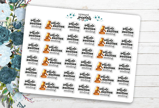 Online Auction Ending - Reminder Stickers for Planner/Calendar