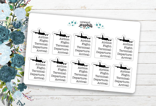 Flight Info Air Travel ~ Planner Stickers