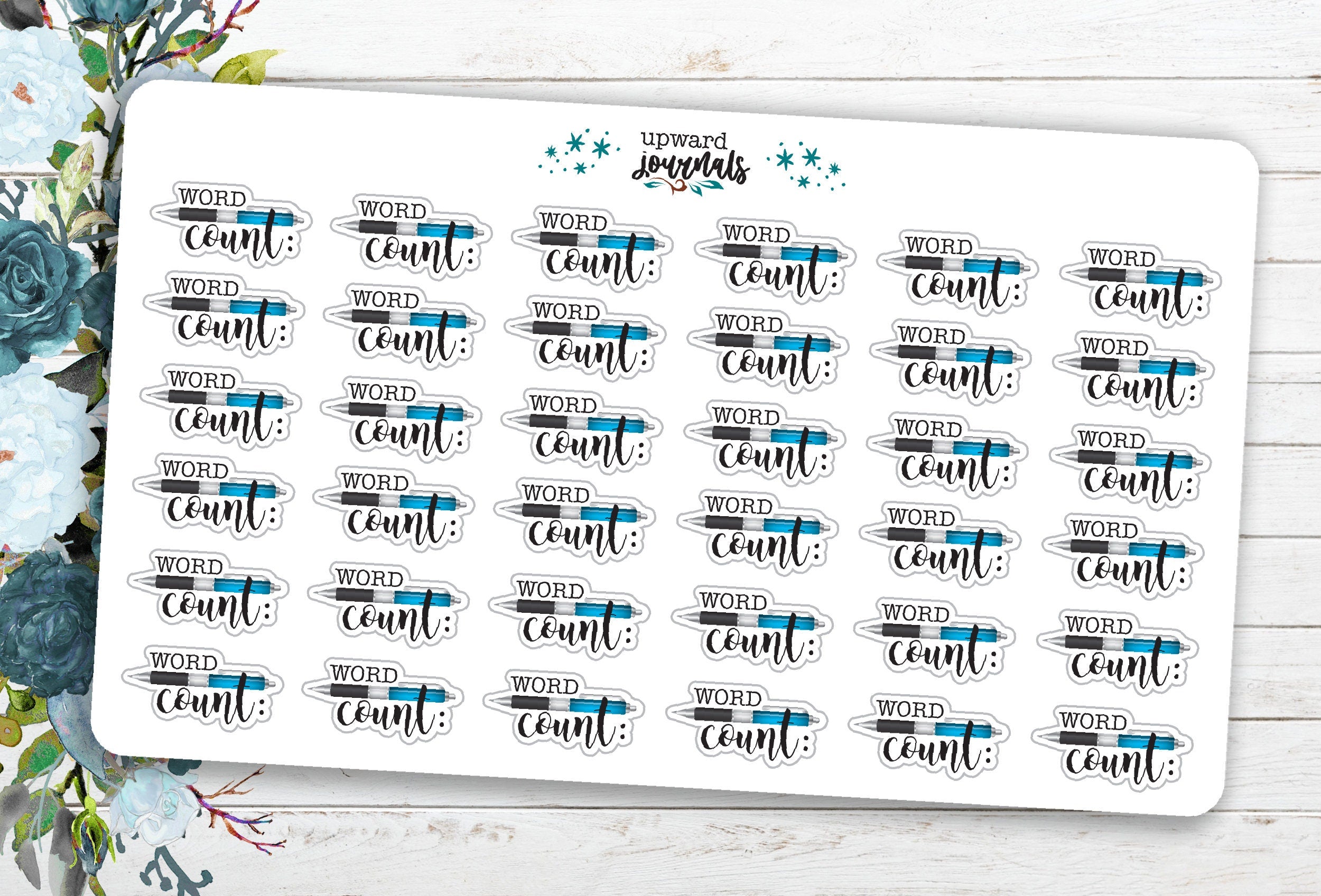 Word Count Journal Word Count (with Pen) ~ Author / Writing Planner Stickers – Upward Journals