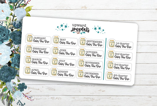 Sales Tax Due ~ Planner/Calendar Reminder Stickers