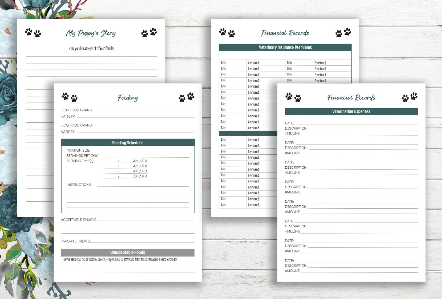 New Puppy ~ 7"x9" Pet Health Journal ~ Custom Cover!