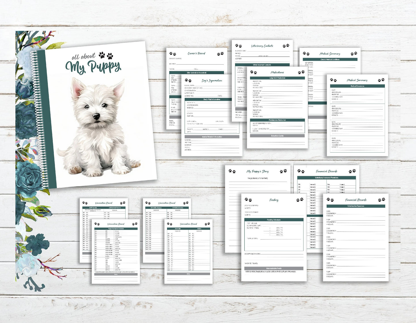 New Puppy ~ 7"x9" Pet Health Journal ~ Custom Cover!